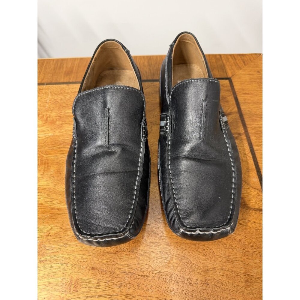 Steve Madden Men’s 8.5 M Loafers Dress Shoes Black Leather Square Toe Slipper
